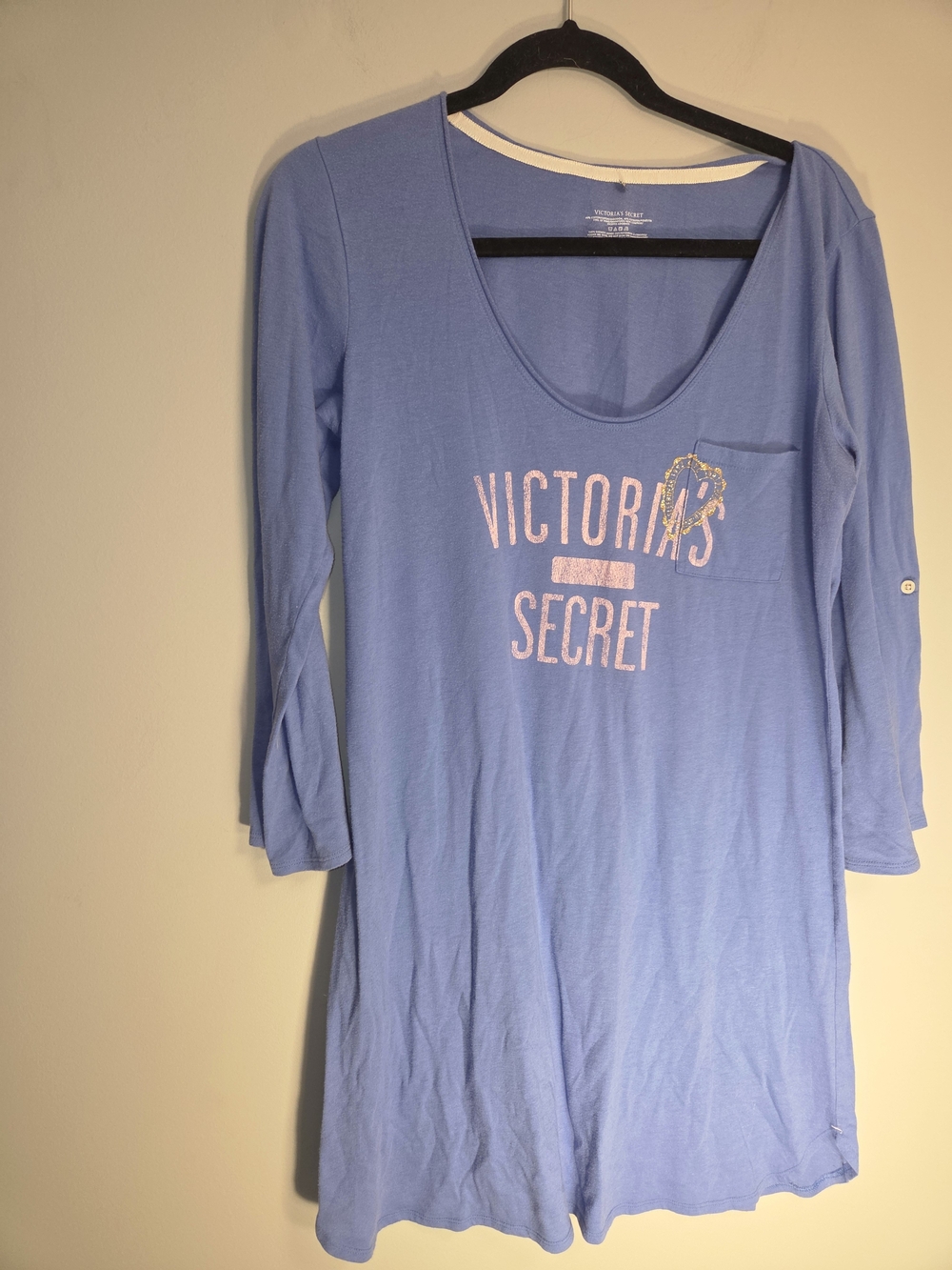 Victoria's Secret Y2K Style Pastel Blue Graphic Lounge Sleep Tee Nightgown.